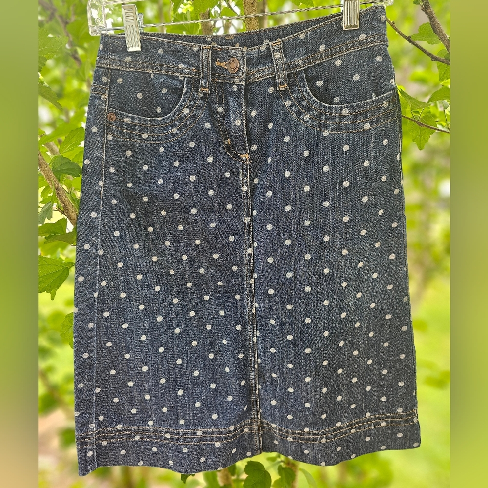 Boden Denim Skirt polka dot